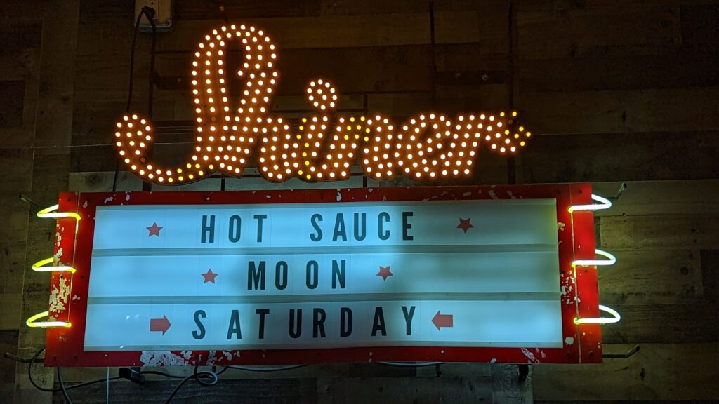 Shiner Diner Sign Hot Sauce Moon Saturday